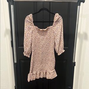 Dress Forum Pink Smocked Blouse with Ruffled 3/4 Sleeves